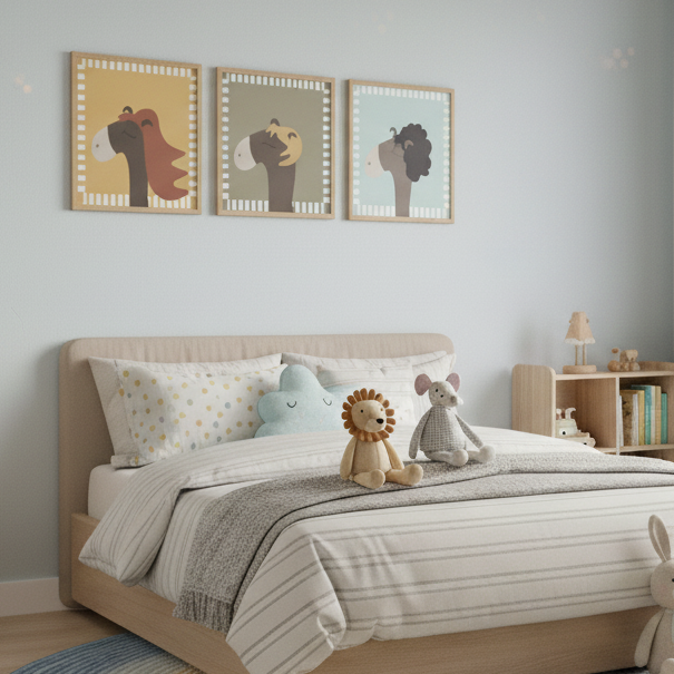 Framed Poster l Horses With Hair l Blue l Lilla North Originals