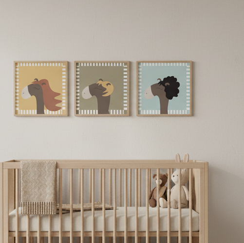 Premium Poster l Horses With Hair l Blue l Lilla North Originals