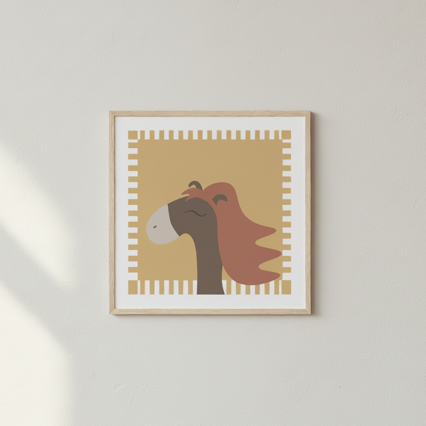 Premium Poster l Horses With Hair l Yellow l Lilla North Originals