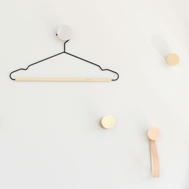 Beech Wood & Brass Wall Hook / Knob