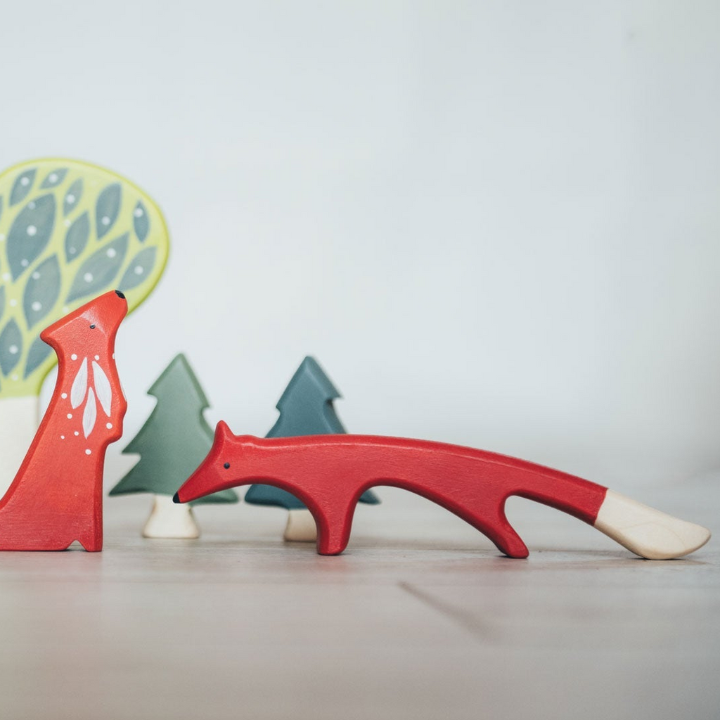 Fox Family Wooden Toy Set