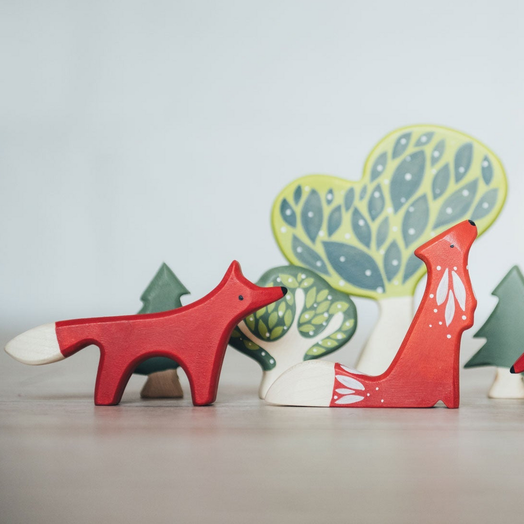 Fox Family Wooden Toy Set